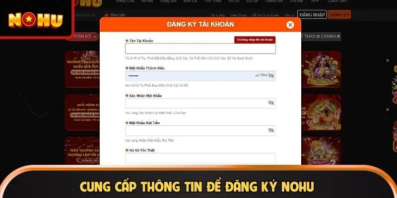 Cung cấp thông tin để đăng ký NOHU